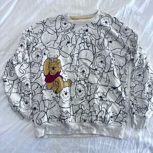Disney Winnie the Pooh Allover Sketch Print Sweatshirt XS